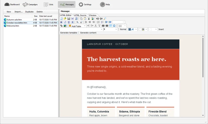 The message editor